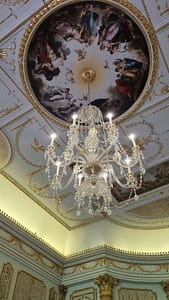 In the Music Room (meal venue) at Stowe House