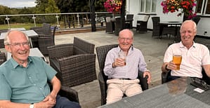 Drinks on the terrace at West Herts. Nigel Banks (SEH), Chris Atkinson (SEH) and David Williams