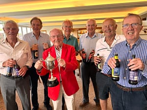 The victorious Hall team with prizes