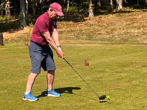 Richard Newport on the tee