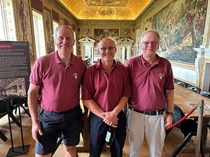 Mike Hamment (President), Stuart Lester (Captain) and Colin Dunkerley (Secretary) in the newly refurbished Dining Room at Stowe House