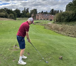Colin Dunkerley on the 18th tee at Rolls of Monmouth